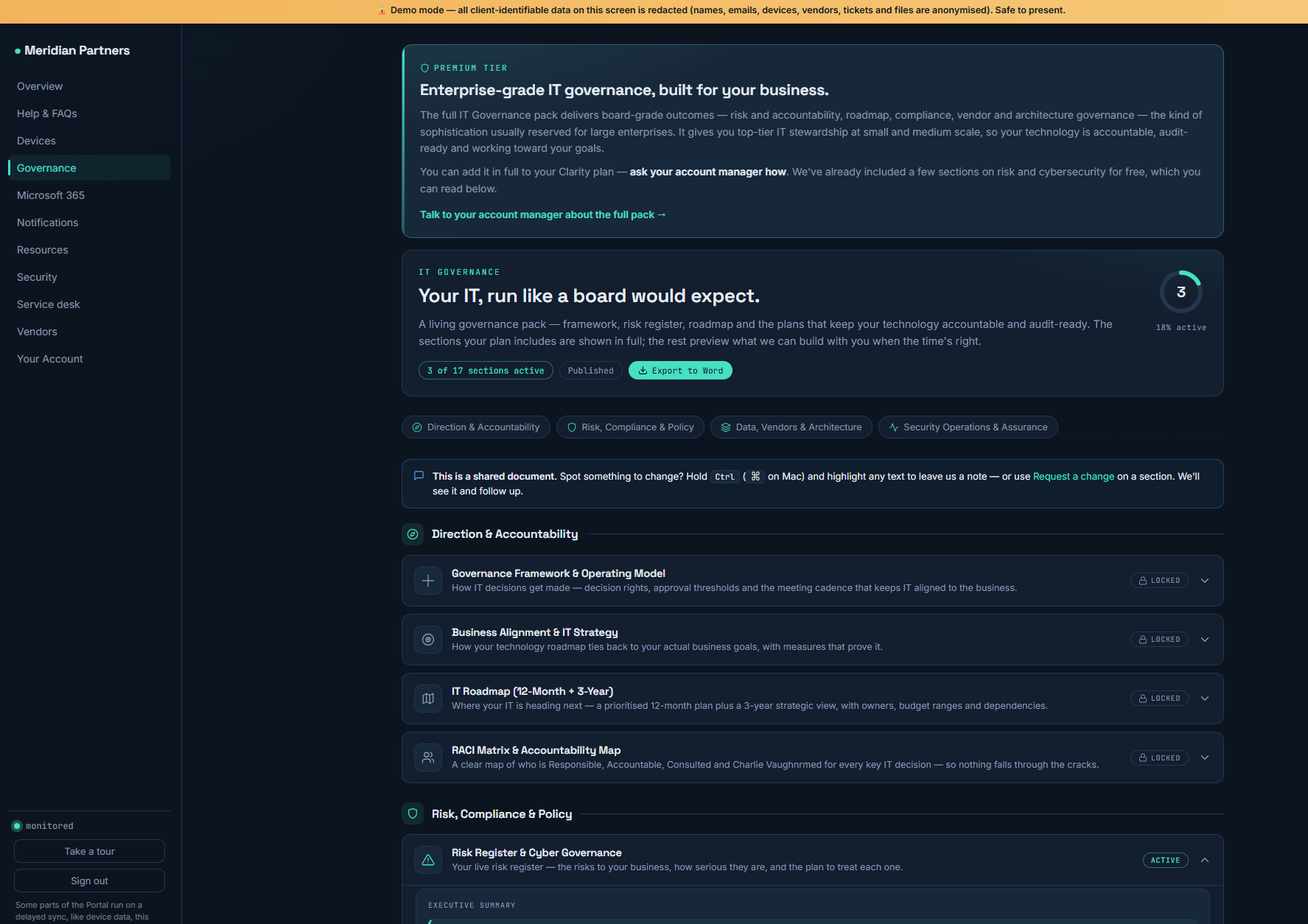 Clarity IT governance pack — built for your business